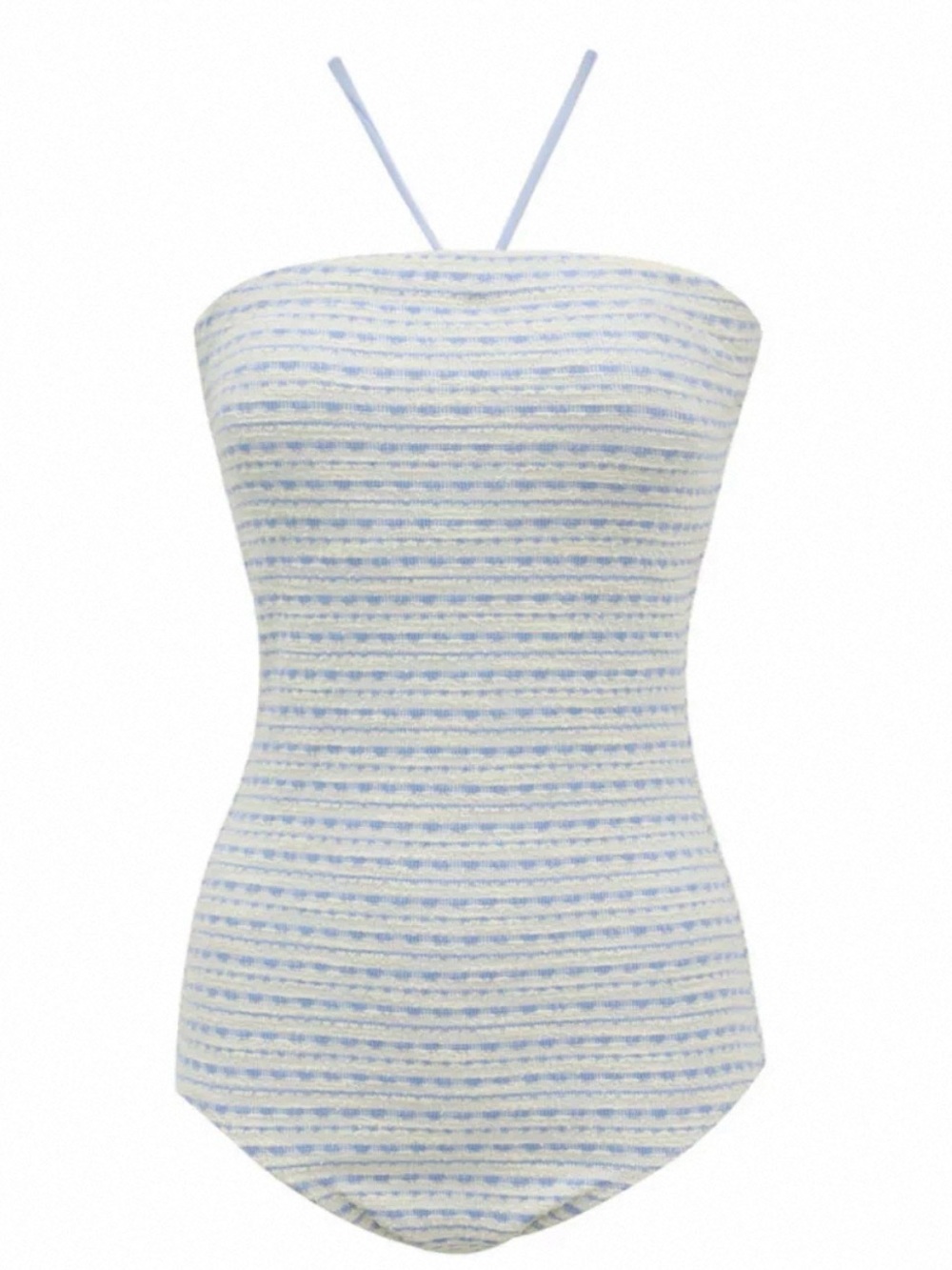 BRAND NEW Cider Strapless Blue & White Textured Swimsuit Bikini